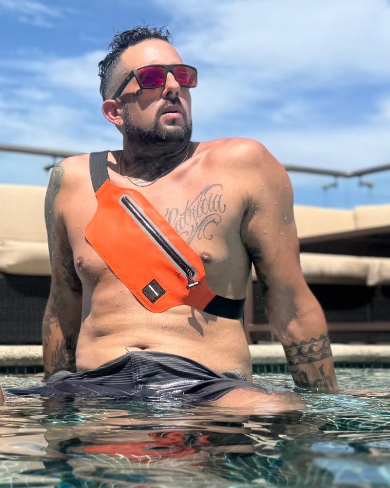 Drench Store 100% Waterproof Waist Pouch with Floating Phone Case | Submersible Dry Bag Fanny Pack | Waterproof Belt Bag for Swimming, Boating, SUP, Snorkeling | IPX8 Waist Pack + Phone Holder, Orange - Image 2